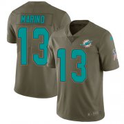 Wholesale Cheap Nike Dolphins #13 Dan Marino Olive Youth Stitched NFL Limited 2017 Salute to Service Jersey