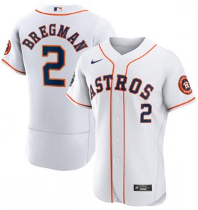Wholesale Cheap Men\'s Houston Astros #2 Alex Bregman White 2022 World Series Flex Base Stitched Baseball Jersey