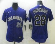 Wholesale Cheap Men's Colorado Rockies #28 Nolan Arenado Purple Stitched MLB Flex Base Nike Jersey