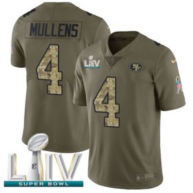 Wholesale Cheap Nike 49ers #4 Nick Mullens Olive/Camo Super Bowl LIV 2020 Men\'s Stitched NFL Limited 2017 Salute To Service Jersey