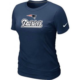 Wholesale Cheap Women\'s Nike New England Patriots Authentic Logo T-Shirt D.Blue