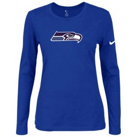 Wholesale Cheap Women\'s Nike Seattle Seahawks Of The City Long Sleeve Tri-Blend NFL T-Shirt Blue