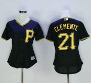 Wholesale Cheap Pirates #21 Roberto Clemente Black Women's Alternate Stitched MLB Jersey