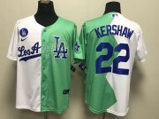 Wholesale Men's Los Angeles Dodgers #22 Clayton Kershaw White Green 2022 Celebrity Softball Game Cool Base Jersey