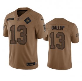 Wholesale Cheap Men\'s Dallas Cowboys #13 Michael Gallup 2023 Brown Salute To Service Limited Football Stitched Jersey
