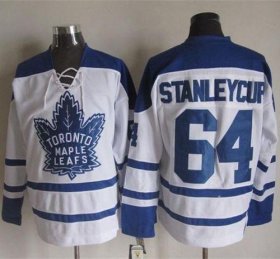 Wholesale Cheap Maple Leafs #64 Stanley Cup White CCM Throwback Third Stitched NHL Jersey