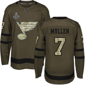 Wholesale Cheap Adidas Blues #7 Joe Mullen Green Salute to Service Stanley Cup Champions Stitched NHL Jersey