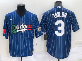Wholesale Cheap Men\'s Los Angeles Dodgers #3 Chris Taylor Navy Blue Pinstripe 2020 World Series Cool Base Nike Jersey