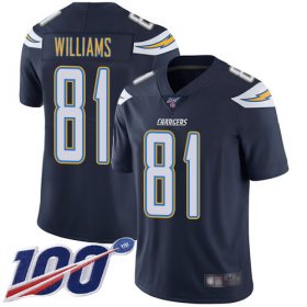 Wholesale Cheap Nike Chargers #81 Mike Williams Navy Blue Team Color Men\'s Stitched NFL 100th Season Vapor Limited Jersey
