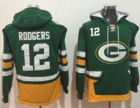 Wholesale Cheap Nike Packers #12 Aaron Rodgers Green/Gold Name & Number Pullover NFL Hoodie