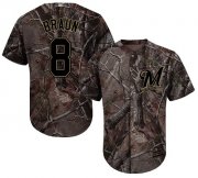 Wholesale Cheap Brewers #8 Ryan Braun Camo Realtree Collection Cool Base Stitched Youth MLB Jersey