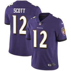 Wholesale Cheap Nike Ravens #12 Jaleel Scott Purple Team Color Men\'s Stitched NFL Vapor Untouchable Limited Jersey
