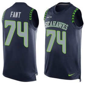 Wholesale Cheap Nike Seahawks #74 George Fant Steel Blue Team Color Men\'s Stitched NFL Limited Tank Top Jersey