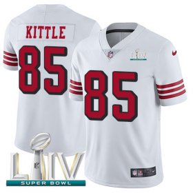 Wholesale Cheap Nike 49ers #85 George Kittle White Super Bowl LIV 2020 Rush Men\'s Stitched NFL Vapor Untouchable Limited Jersey