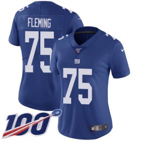 Wholesale Cheap Nike Giants #75 Cameron Fleming Royal Blue Team Color Women\'s Stitched NFL 100th Season Vapor Untouchable Limited Jersey