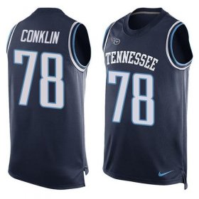 Wholesale Cheap Nike Titans #78 Jack Conklin Navy Blue Team Color Men\'s Stitched NFL Limited Tank Top Jersey