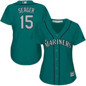 Wholesale Cheap Mariners #15 Kyle Seager Green Alternate Women\'s Stitched MLB Jersey