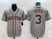 Wholesale Cheap Men's Houston Astros #3 Jeremy Pena Grey With Patch Stitched MLB Cool Base Nike Jersey
