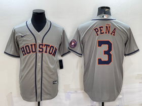 Wholesale Cheap Men\'s Houston Astros #3 Jeremy Pena Grey With Patch Stitched MLB Cool Base Nike Jersey