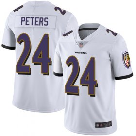 Wholesale Cheap Nike Ravens #24 Marcus Peters White Men\'s Stitched NFL Vapor Untouchable Limited Jersey