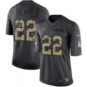 Wholesale Cheap Nike Titans #22 Derrick Henry Black Men\'s Stitched NFL Limited 2016 Salute To Service Jersey