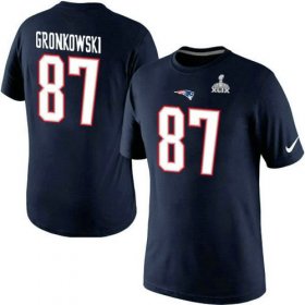 Wholesale Cheap Nike New England Patriots #87 Rob Gronkowski Pride Name & Number 2015 Super Bowl XLIX NFL T-Shirt Navy Blue