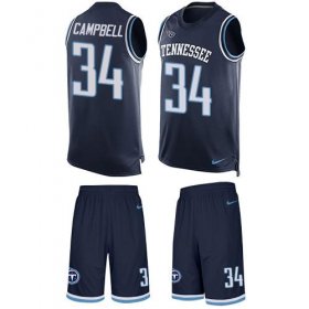 Wholesale Cheap Nike Titans #34 Earl Campbell Navy Blue Team Color Men\'s Stitched NFL Limited Tank Top Suit Jersey