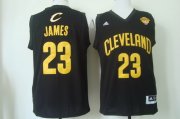 Wholesale Cheap Men's Cleveland Cavaliers #23 LeBron James 2016 The NBA Finals Patch Black With Gold Swingman Jersey