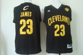 Wholesale Cheap Men\'s Cleveland Cavaliers #23 LeBron James 2016 The NBA Finals Patch Black With Gold Swingman Jersey