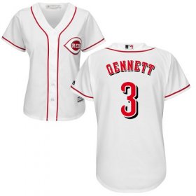 Wholesale Cheap Reds #3 Scooter Gennett White Home Women\'s Stitched MLB Jersey