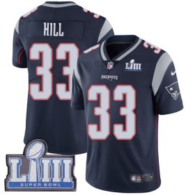 Wholesale Cheap Nike Patriots #33 Jeremy Hill Navy Blue Team Color Super Bowl LIII Bound Men\'s Stitched NFL Vapor Untouchable Limited Jersey
