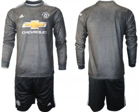 Wholesale Cheap Men 2020-2021 club Manchester united away long sleeve black Soccer Jerseys