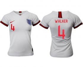 Wholesale Cheap Women\'s England #4 Walker Home Soccer Country Jersey