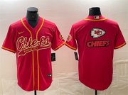 Cheap Men's Kansas City Chiefs Red Team Big Logo With Patch Cool Base Stitched Baseball Jersey