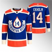 Cheap Men's Edmonton Oilers #14 Mattias Ekholm 2023 Royal Heritage Classic Primegreen Stitched Jersey