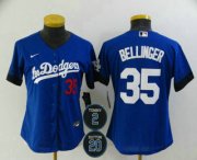 Wholesale Cheap Women's Los Angeles Dodgers #35 Cody Bellinger Blue #2 #20 Patch City Connect Number Cool Base Stitched Jersey