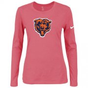 Wholesale Cheap Women's Nike Chicago Bears Of The City Long Sleeve Tri-Blend NFL T-Shirt Pink