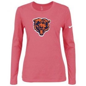 Wholesale Cheap Women\'s Nike Chicago Bears Of The City Long Sleeve Tri-Blend NFL T-Shirt Pink
