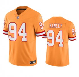 Wholesale Cheap Men\'s Tampa Bay Buccaneers #94 Calijah Kancey Orange Throwback Limited Stitched Jersey