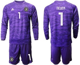 Wholesale Cheap Germany #1 Neuer Purple Goalkeeper Long Sleeves Soccer Country Jersey