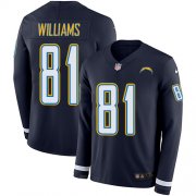 Wholesale Cheap Nike Chargers #81 Mike Williams Navy Blue Team Color Men's Stitched NFL Limited Therma Long Sleeve Jersey