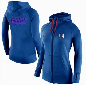Wholesale Cheap Women\'s Nike New York Giants Full-Zip Performance Hoodie Blue