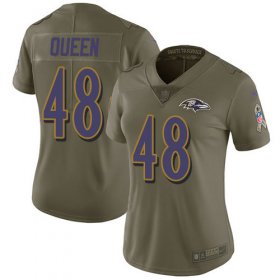 Wholesale Cheap Nike Ravens #48 Patrick Queen Olive Women\'s Stitched NFL Limited 2017 Salute To Service Jersey