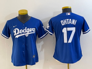 Cheap Women's Los Angeles Dodgers #17 Shohei Ohtani Blue Stitched Cool Base Nike Jersey