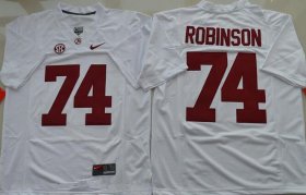 Wholesale Cheap Men\'s Alabama Crimson Tide #74 Cam Robinson White Limited Stitched College Football Nike NCAA Jersey