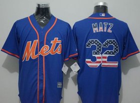 Wholesale Cheap Mets #32 Steven Matz Blue USA Flag Fashion Stitched MLB Jersey