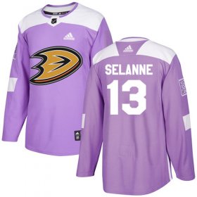 Wholesale Cheap Adidas Ducks #13 Teemu Selanne Purple Authentic Fights Cancer Stitched NHL Jersey