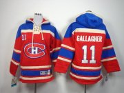 Wholesale Cheap Canadiens #11 Brendan Gallagher Red Sawyer Hooded Sweatshirt Stitched Youth NHL Jersey