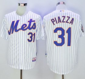 Wholesale Cheap Mets #31 Mike Piazza White(Blue Strip) 2016 Hall Of Fame Patch Stitched MLB Jersey