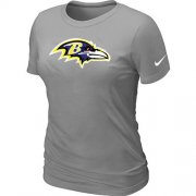 Wholesale Cheap Women's Nike Baltimore Ravens Logo NFL T-Shirt Light Grey